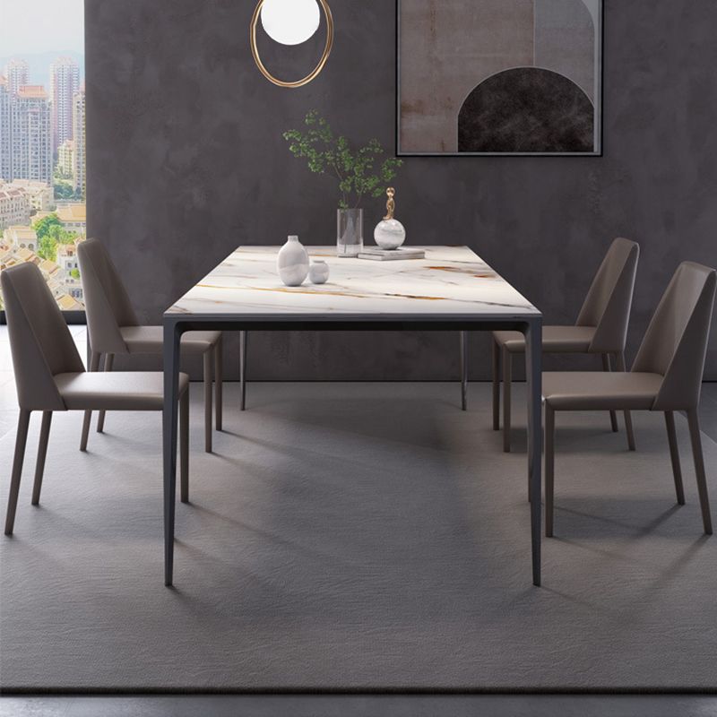 Metal Base Rectangle Dining Table Sintered Stone Table with 4 Legs Clearhalo 'Dining Tables & Seating' 'Dining Tables' 'dining_table' 'Furniture' 'furniture_dining_table' 'Kitchen & Dining Furniture' 'kitchen' 'kitchen_dining_table' 1200x1200_d9d561a9-089f-481c-a9a4-cd453537a6e9