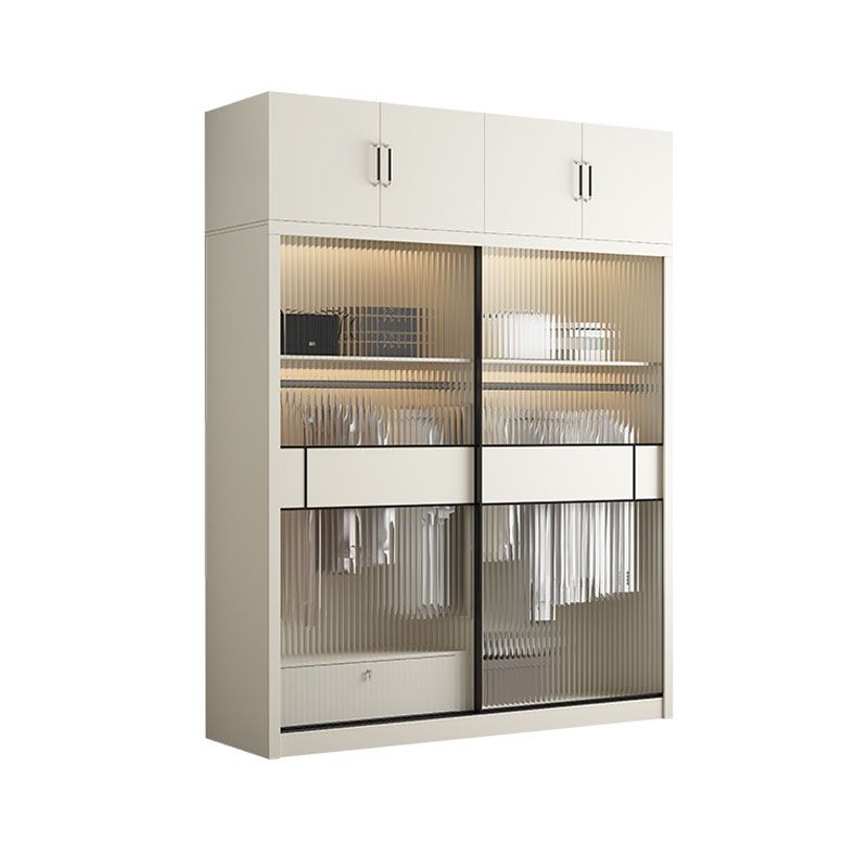 Armoire blanche moderne avec portes en verre armoire à chambre avec portes coulissantes