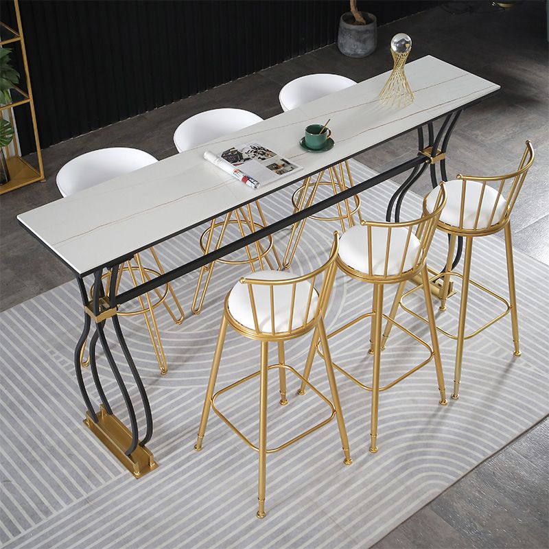 Rectangle Sintered Stone Dining Table Black and Metal Base Bar Table Clearhalo 'Bar Furniture' 'Bar Tables' 'bar_tables' 'furn' 'furn_bar_tables' 'Furniture' 'Kitchen & Dining Furniture' 1200x1200_d9d5736b-8d48-411f-a10e-1dbd05b59da6