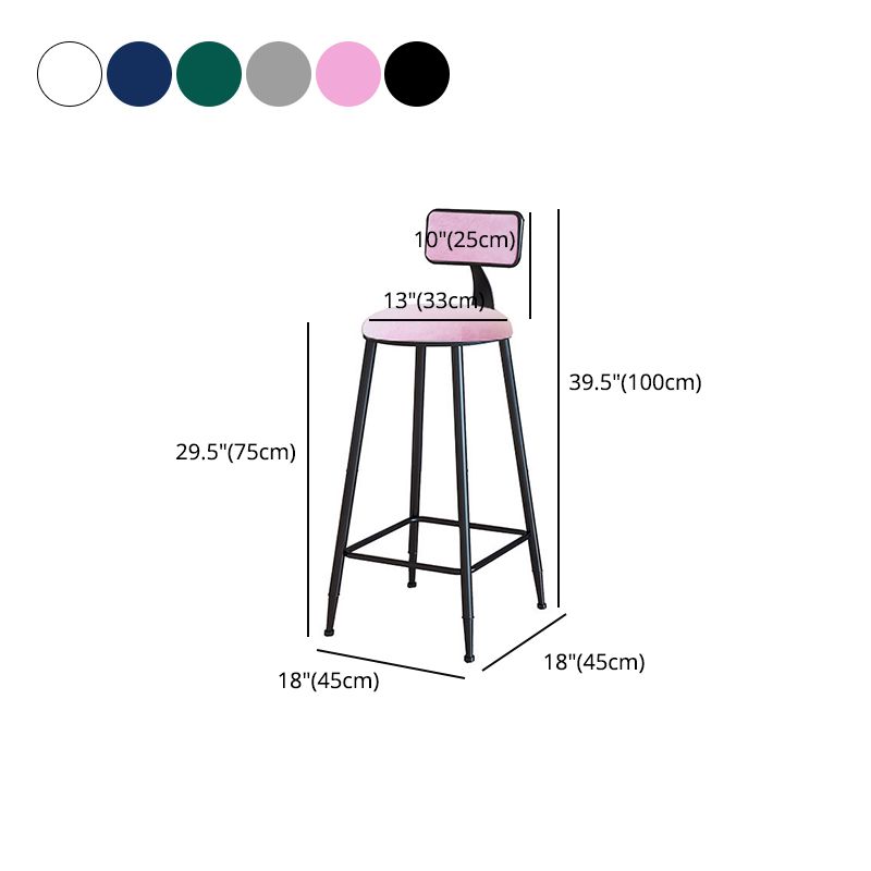 Modern Armless Backrest Counter Stool Iron Cafe Bar Stool with Velvet Cushion and Pedal Clearhalo 'Bar Furniture' 'Bar Stools' 'bar_stools' 'furn' 'furn_bar_stools' 'furniture_bar_stools' 'Kitchen & Dining Furniture' 'kitchen&dining_furn' 'kitchen' 'kitchen_furn' Furniture' 1200x1200_d9d5dd94-9ee4-4bc2-9352-5668db489bb6