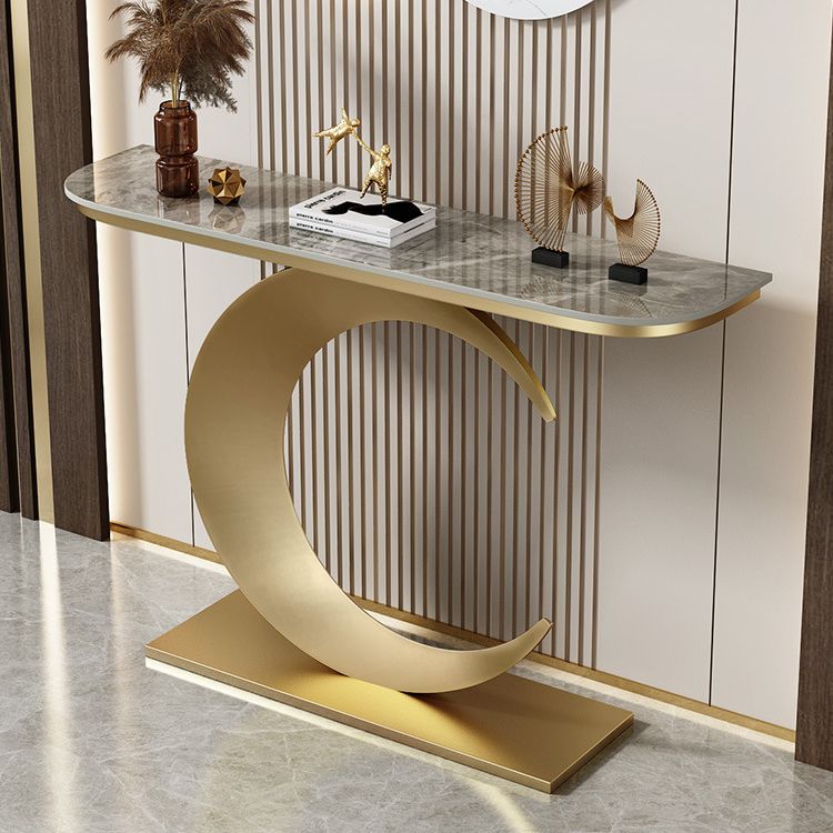 Tavolo di accento per console di pietra moderna mezza luna tavolino per la sala