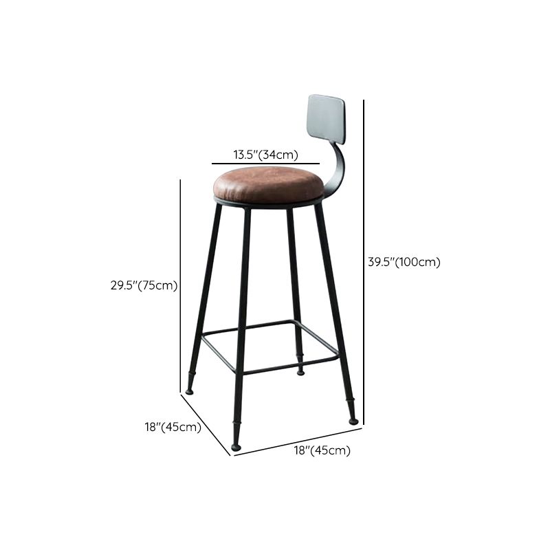 Metal Bar Stools Industrial Barstool in Black and Brown with Footrest