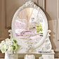 Victorian Mirrored Wood Makeup Dressing Table Stool Set in White