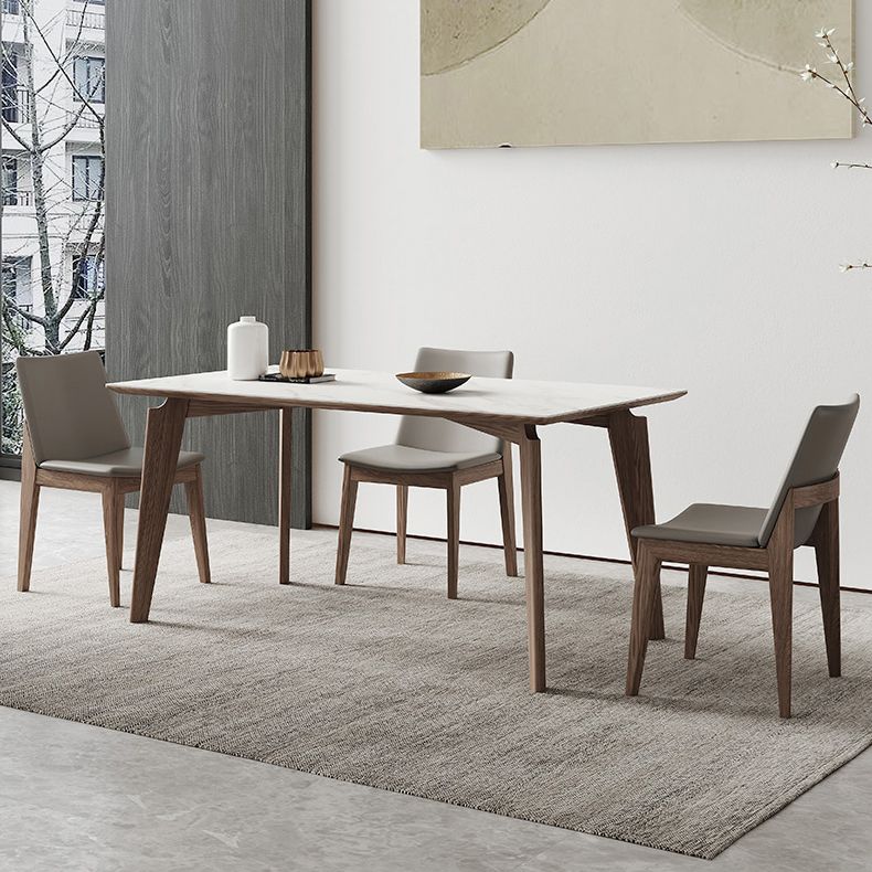 Minimalist Rectangle Sintered Stone Dining Table for 4/ 6with Wooden Base Dining Set for Restaurant Clearhalo 'Dining Room Sets' 'Dining Tables & Seating' 'dining_room_set' 'furn' 'furn_dining_room_set' 'Furniture' 'furniture_dining_room_set' 'Kitchen & Dining Furniture' 'kitchen&dining_furn' 'kitchen' 1200x1200_d9da5364-a8ec-4741-ad81-f32f2b307a91