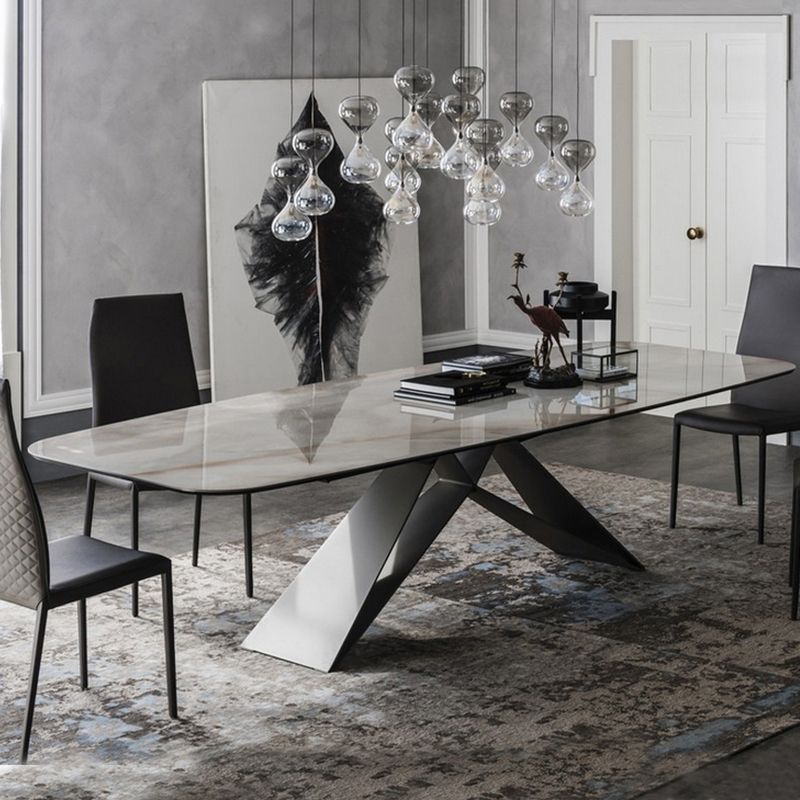 Metal Contemporary Rectangle Dining Table Sintered Stone Table for Dining Room and Kitchen Clearhalo ' dining_table' 'Dining Tables & Seating' 'Dining Tables' 'Furniture' 'furniture_dining_table' 'Kitchen & Dining Furniture' 'kitchen&dining_furn' 'kitchen' 'kitchen_dining_table' 1200x1200_d9da9105-5d82-4318-bdca-163251a1506e