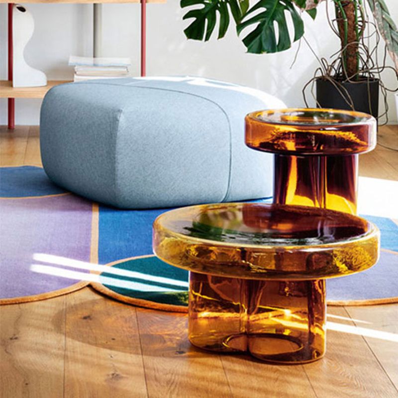 Tabella di accento laterale in vetro rotondo contemporaneo tavolo laterale.