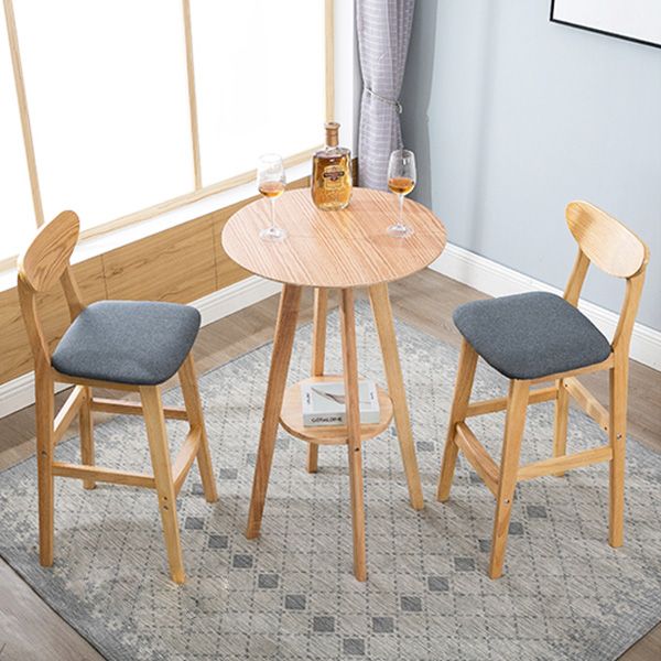 Scandinavian Oak Wood Upholstered Barstool Matte Finish Footrest Stool Clearhalo 'Bar Furniture' 'Bar Stools' 'bar_stools' 'Furniture' 'furniture_bar_stools' 'Kitchen & Dining Furniture' 1200x1200_d9dd7c6d-8f91-47c9-b510-e1cee5b232e7