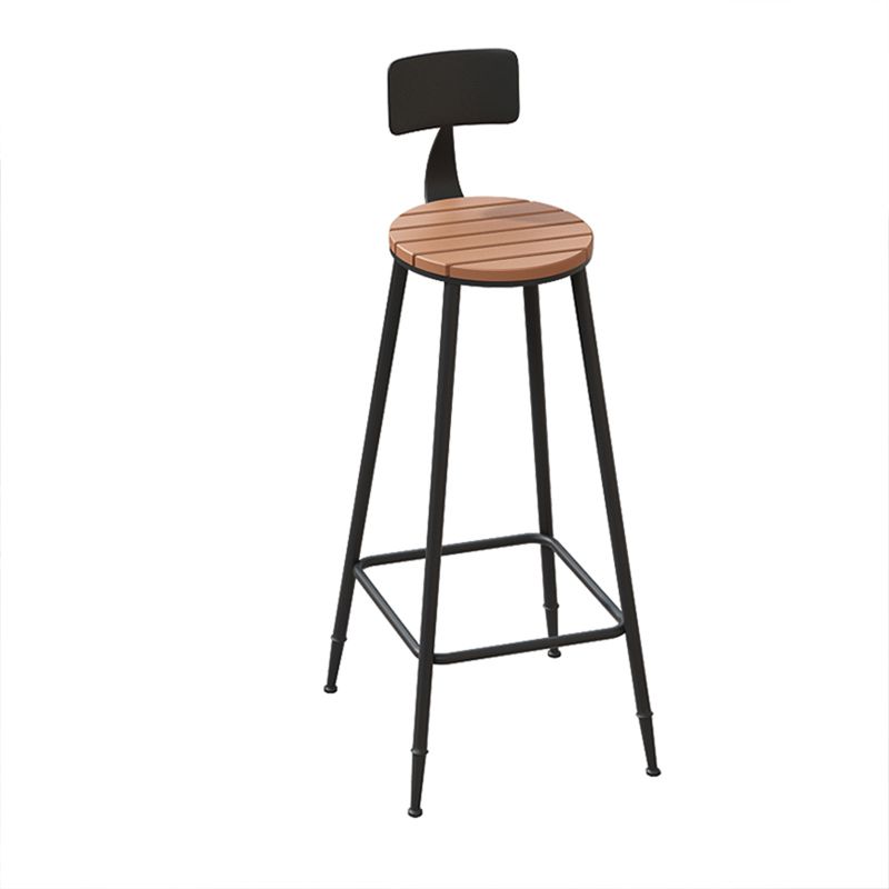 Industrial Metal Counter-height Stool Footrest Low Back Outdoor Counter Bar Stool in Black Clearhalo 'Bar Furniture' 'Bar Stools' 'bar_stools' 'furn' 'furn_bar_stools' 'Furniture' 'Kitchen & Dining Furniture' 1200x1200_d9dda3e9-67fe-4c4a-8278-cabf9037469d