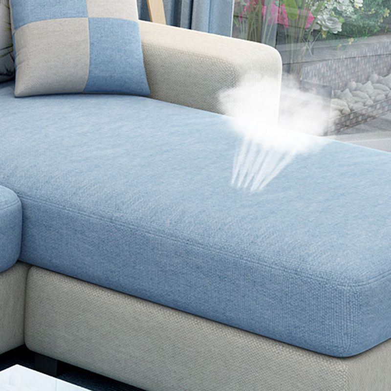 Square Arm 3-Seater Pillowed Back Cushions Sectionals with Chaise Clearhalo 'Furniture' 'furniture_sectionals' 'kitchen' 'kitchen_sectionals' 'Living Room Furniture' 'Sectionals' 1200x1200_d9df7526-5a4c-4566-aed1-1a66038985f9