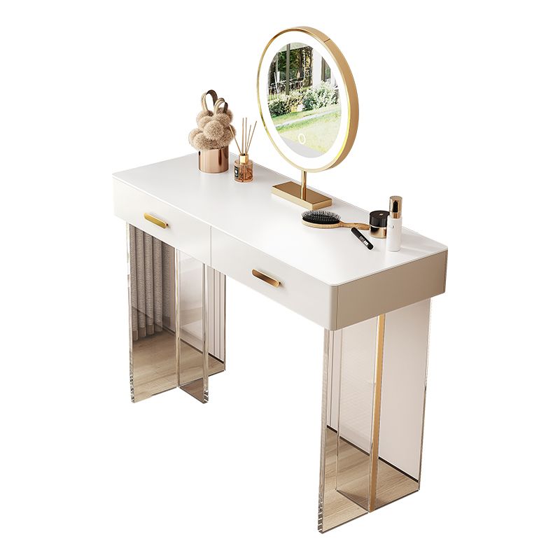 Contemporary Vanity Dressing Table with Stone Top and Acrylic Base