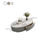 Glam Oval Slate Top Coffee Table 13.77" Tall Cocktail Table with Storage