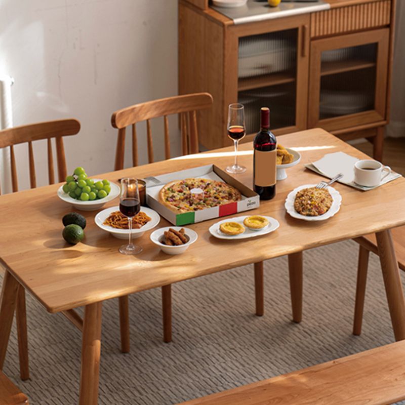 Contemporary Rectangular Dining Table Brown Solid Wood Table Top Clearhalo 'Dining Tables & Seating' 'Dining Tables' 'dining_table' 'furn' 'furn_dining_table' 'Furniture' 'Kitchen & Dining Furniture' 1200x1200_d9e33340-5a75-4c25-b547-f2e44ee11137