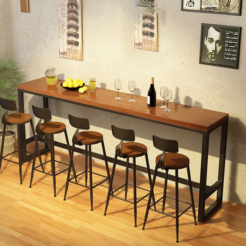 Industrial Natural Bistro Bar Desk Indoor Footrest Trestle Bistro Bar Table Clearhalo 'Bar Furniture' 'Bar Tables' 'bar_tables' 'furn' 'furn_bar_tables' 'Furniture' 'furniture_bar_tables' 'Kitchen & Dining Furniture' 1200x1200_d9e547db-2650-4248-b30e-b7bbd5094a49