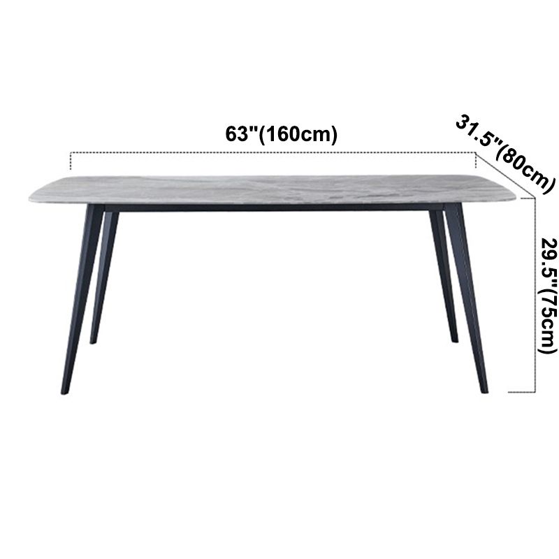 Minimalist Rectangle Sintered Stone Dining Table with Metal Base Dining Table for Restaurant Clearhalo ' dining_table' 'Dining Tables & Seating' 'Dining Tables' 'Furniture' 'furniture_dining_table' 'Kitchen & Dining Furniture' 'kitchen&dining_furn' 'kitchen' 'kitchen_dining_table' 1200x1200_d9e799f3-7359-4749-9c86-7c1d760df0d1