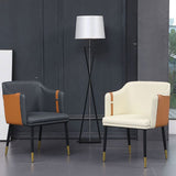 Glam Upholstered Arm Chair Faux Leather and Metal Dining Accent Chair Clearhalo 'Dining Chairs' 'Dining Tables & Seating' 'dining_chair' 'furn' 'furn_dining_chair' 'Furniture' 'Kitchen & Dining Furniture' 1200x1200_d9e79c59-c41b-4da3-a3c9-85071b7375bc