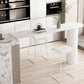Cafe and Break-room Bistro Accent Dining Table Modern Stone Double Pedestal Counter Table Clearhalo 'Bar Furniture' 'Bar Tables' 'bar_tables' 'furn' 'furn_bar_tables' 'Furniture' 'furniture_bar_tables' 'Kitchen & Dining Furniture' 'kitchen&dining_furn' 'kitchen' 1200x1200_d9e8db4f-265d-4425-b575-38a4113dab03