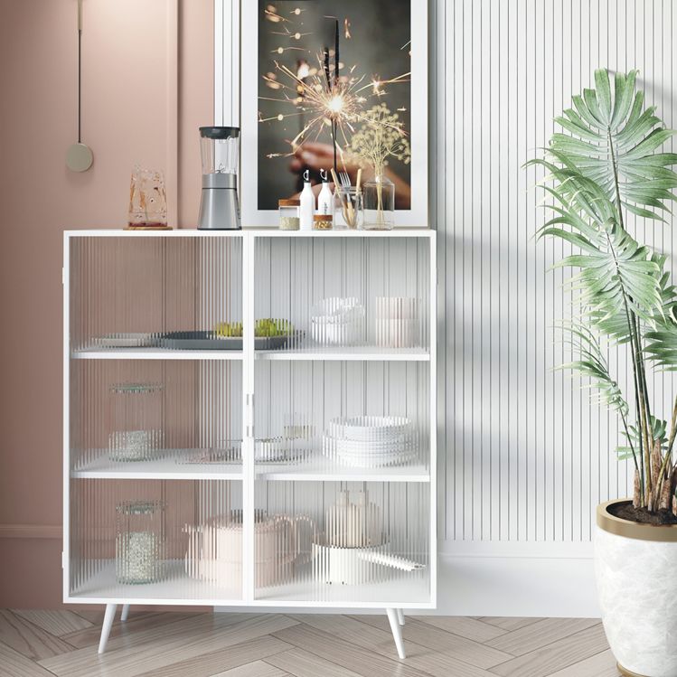 2 Glass Doors Buffet Server 42-inch Height Modern Kitchen Server for Dining Room Clearhalo 'buffet_sideboard' 'Buffets & Sideboards' 'furn' 'furn_buffet_sideboard' 'Furniture' 'furniture_buffet_sideboard' 'Kitchen & Dining Furniture' 1200x1200_d9eb3948-3339-432d-ba0b-9a0db0bb4ac8