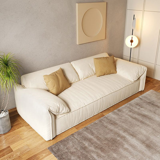 Ivory Faux Leather Sofa Wear-resistant Sewn Pillow Back Sofa Clearhalo 'furn' 'furn_sofas' 'Furniture' 'Living Room Furniture' 'Sofa' 'sofas' 1200x1200_d9ec1d8c-af6d-4fc6-993f-fde5736ec5d9
