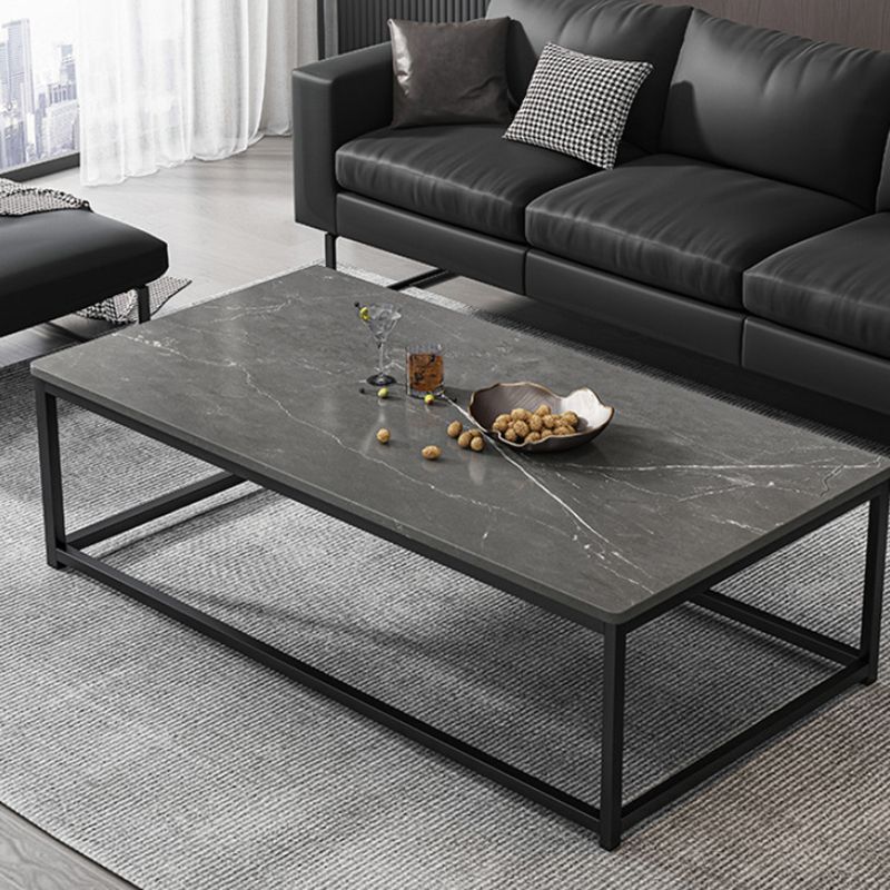 Rectangle Cocktail Table Frame Single Coffee Table with Shelf Clearhalo 'Coffee & Accent Tables' 'Coffee Tables' 'coffee_tables' 'furn' 'furn_coffee_tables' 'Furniture' 'Living Room Furniture' 1200x1200_d9ecd60f-c67a-4994-b380-b69c6afd29dc