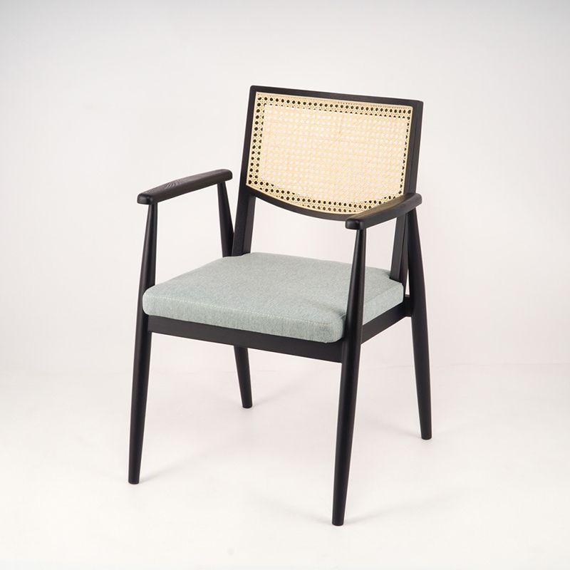 Modern Simple Arm Chair Solid Wood Base Dining Chair for Home Use