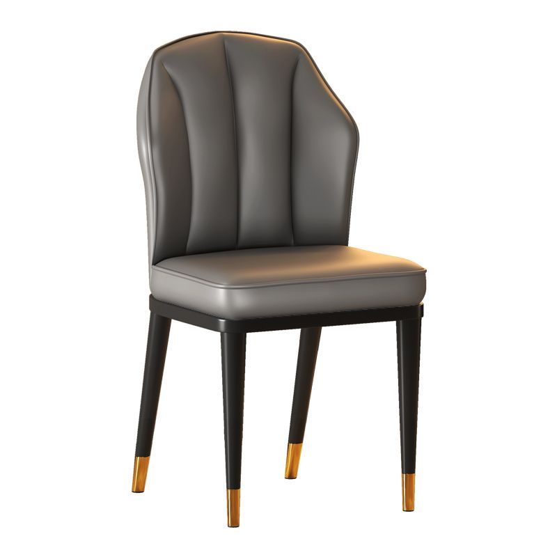 Glam Metal Dining Armless Chairs Upholstered Dining Leather Chairs for Restaurant Clearhalo ' kitchen&dining_furn' 'Dining Chairs' 'Dining Tables & Seating' 'dining_chair' 'furn' 'furn_dining_chair' 'Furniture' 'furniture_dining_chair' 'Kitchen & Dining Furniture' 'kitchen' 1200x1200_d9ef2de6-833c-4492-a74e-803768f59a62