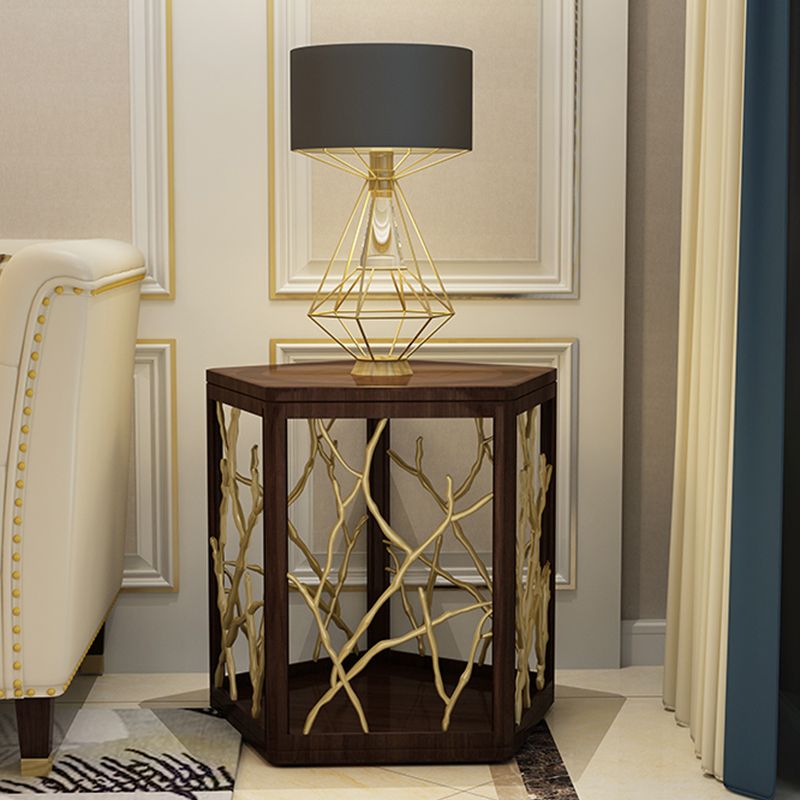 15" Wide Glam Corner Table Solid Wood Gold Accent Side Table