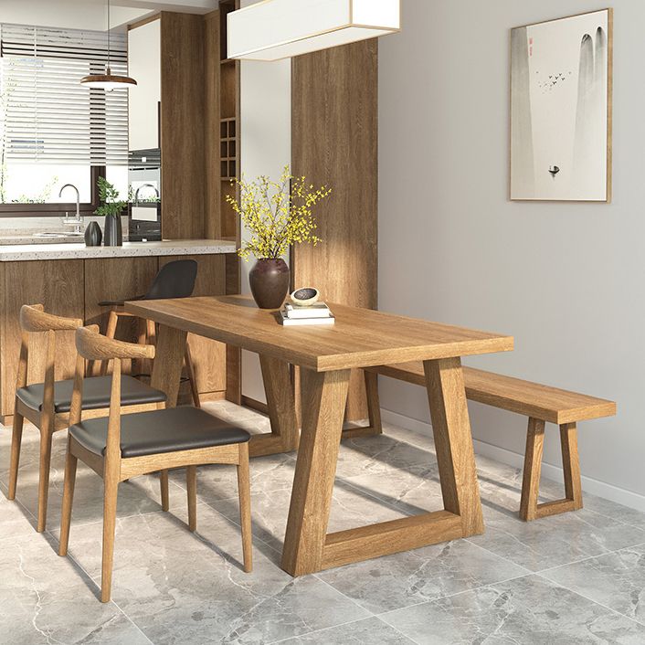 Pine Wood Top Dining Table Modern Rectangle Table with Solid Wood Sled Base Clearhalo 'Dining Tables & Seating' 'Dining Tables' 'dining_table' 'furn' 'furn_dining_table' 'Furniture' 'furniture_dining_table' 'Kitchen & Dining Furniture' 'kitchen' 'kitchen_dining_table' 1200x1200_d9f29da7-d38f-4d97-b5c7-2ab2cdaef305