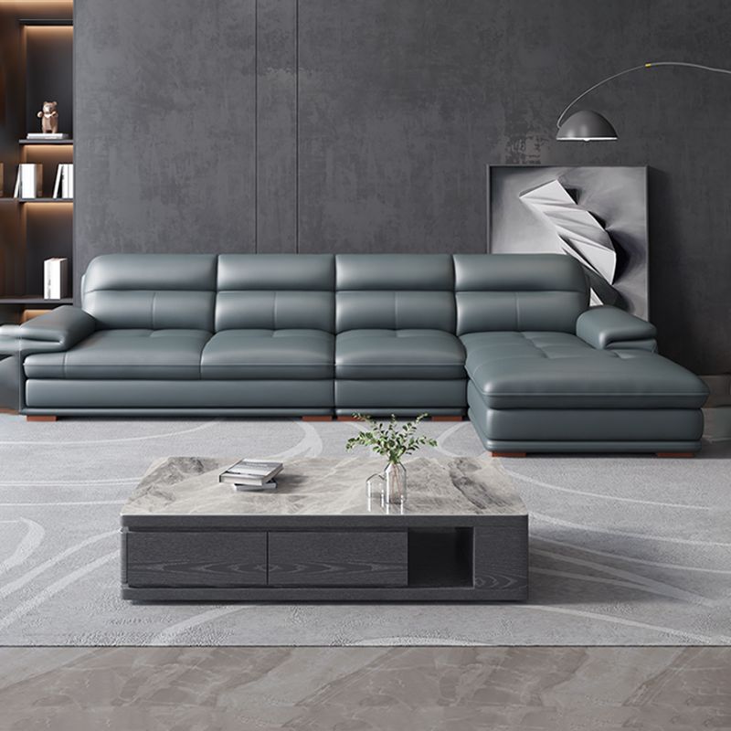 Nordic Stationary Genuine Leather Living Room Recessed Arm Sofa Chaise Clearhalo 'furn' 'furn_sectionals' 'Furniture' 'Living Room Furniture' 'Sectionals' 1200x1200_d9f2b7af-7f8d-40ca-bfd4-a0065fa3bb6c