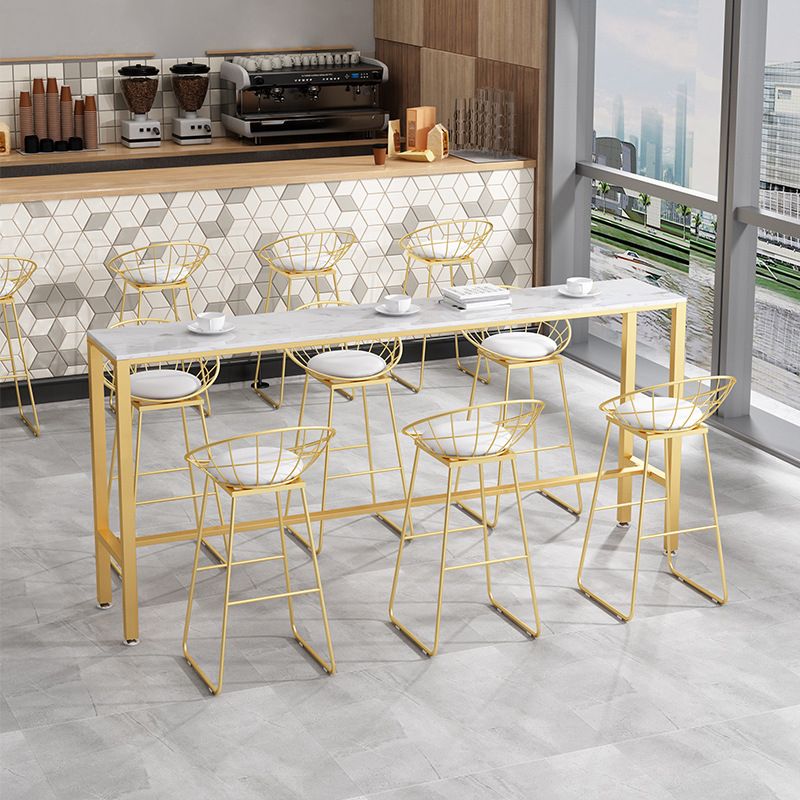 Glam Style Rectangle Bar Table 1/2/7 Pieces Faux Marble Counter Table Clearhalo 'Bar Furniture' 'furn' 'furn_home_bar_bar_sets' 'Furniture' 'Home Bars & Bar Sets' 'home_bar_bar_sets' 'Kitchen & Dining Furniture' 1200x1200_d9f2efdf-28f9-4a14-abc4-6c4a95589a0e