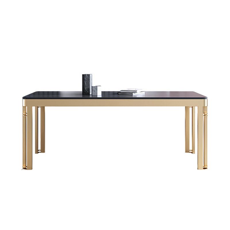 Glam Sintered Stone Home Table Gold Rectangle Dining Table with 4 Legs Clearhalo 'Dining Tables & Seating' 'Dining Tables' 'dining_table' 'furn' 'furn_dining_table' 'Furniture' 'furniture_dining_table' 'Kitchen & Dining Furniture' 'kitchen' 'kitchen_dining_table' 1200x1200_d9f432d4-36c1-4e01-a490-820f1a919d3b