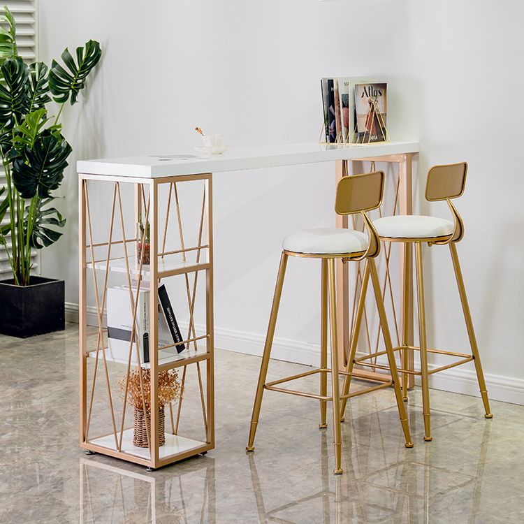 Tavolo da pub in metallo oro glam per piccoli luoghi tavolo da barretto di rettangolo bianco