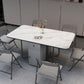 Modern Style Rectangle Dining Table Sintered Stone Drop-Leaf Dining Table with Black Frame Clearhalo ' dining_table' 'Dining Tables & Seating' 'Dining Tables' 'furn' 'furn_dining_table' 'Furniture' 'furniture_dining_table' 'Kitchen & Dining Furniture' 'kitchen&dining_furn' 'kitchen' 'kitchen_dining_table' 1200x1200_d9f53dd4-f33c-4473-8e0f-1a0e18aca0f1