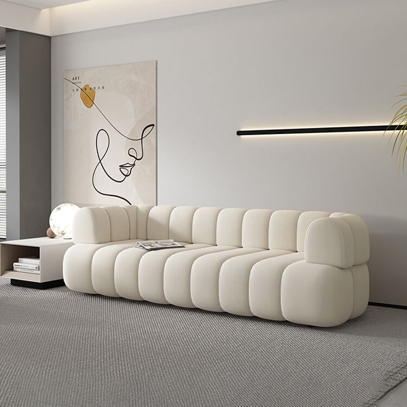 White Contemporary Seating Tuxedo Arm Sofa Sewn Pillow Back for Living Room