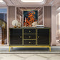 Glam Sideboard Buffet Mirrored 3 Drawers and 2 Doors Cabinets Buffet Sideboard Clearhalo 'buffet_sideboard' 'Buffets & Sideboards' 'furn' 'furn_buffet_sideboard' 'Furniture' 'Kitchen & Dining Furniture' 1200x1200_d9f6f21d-f0ae-46b1-8757-1c88c01529ab
