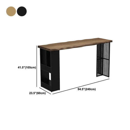 Industrial Rectangular Bar Table Solid Wood Bistro Table with Double Pedestal Clearhalo 'Bar Furniture' 'Bar Tables' 'bar_tables' 'furn' 'furn_bar_tables' 'Furniture' 'Kitchen & Dining Furniture' 1200x1200_d9f75770-4395-4cd5-a310-8f064f801798