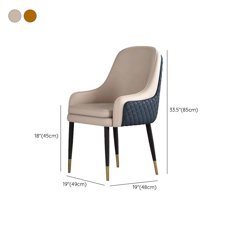 Glam Parsons Arm Chair Leather Upholstered Indoor Dining Chair Clearhalo 'Dining Chairs' 'Dining Tables & Seating' 'dining_chair' 'furn' 'furn_dining_chair' 'Furniture' 'Kitchen & Dining Furniture' 1200x1200_d9f7bd5b-59d5-48de-adbb-8d54fb4b8ae4