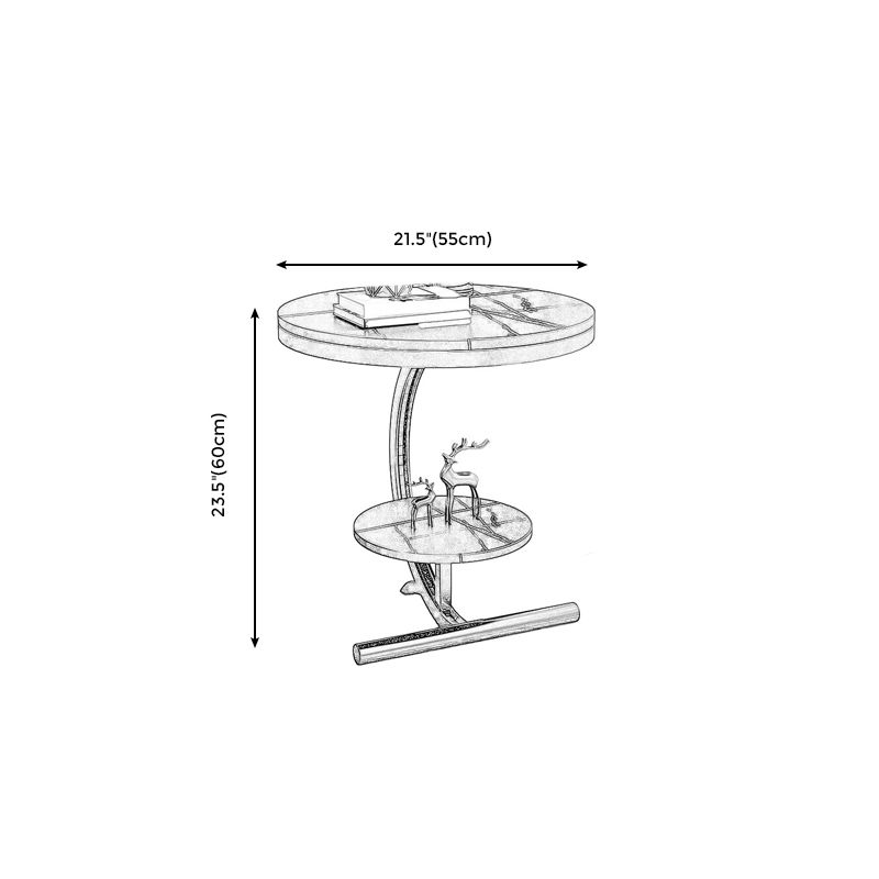 Glam Round Stone Side End Table Abstract Double Tier Sofa Side End Table Clearhalo 'Coffee & Accent Tables' 'End & Side Tables' 'end_side_tables' 'furn' 'furn_end_side_tables' 'Furniture' 'Living Room Furniture' 1200x1200_d9f7cc55-3d93-4629-a27c-d7274232fc99