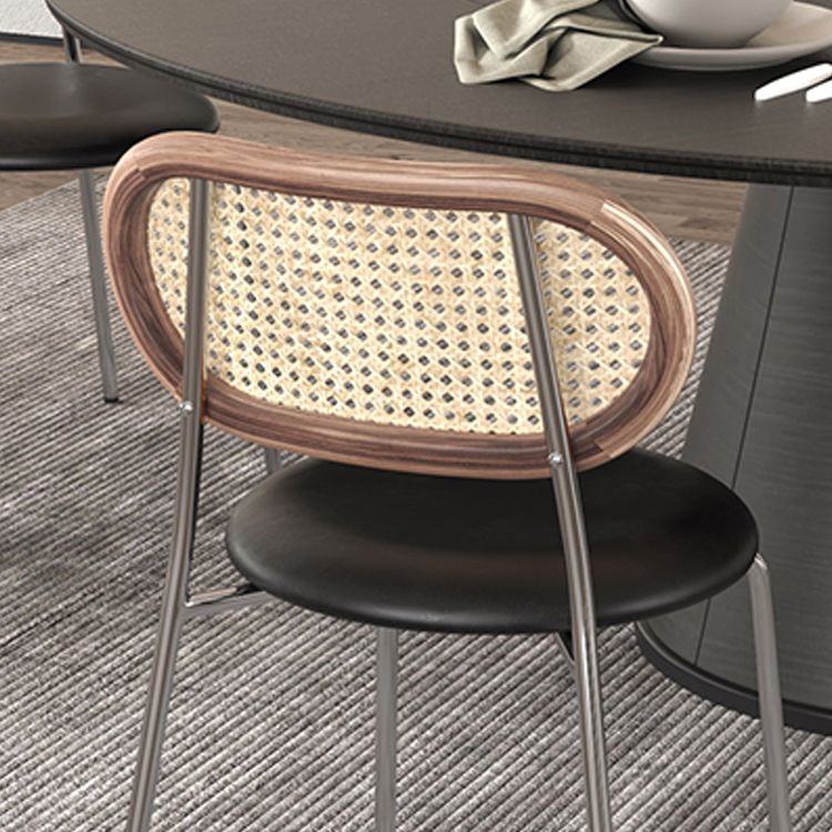 Industrial Style Open Back Side Chair Faux Leather Dining Chairs Clearhalo ' kitchen&dining_furn' 'Dining Chairs' 'Dining Tables & Seating' 'dining_chair' 'furn' 'furn_dining_chair' 'Furniture' 'furniture_dining_chair' 'Kitchen & Dining Furniture' 'kitchen' 1200x1200_d9f92375-c8d9-442e-b334-5b53c74ea978