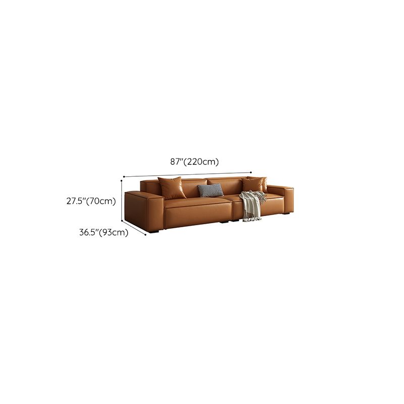 Vintage Genuine Leather Orange Cushions Square Arm Living Room Settee Clearhalo 'furn' 'furn_sofas' 'Furniture' 'Living Room Furniture' 'Sofa' 'sofas' 1200x1200_d9f955a0-4160-4a91-a823-7511cbcc02de