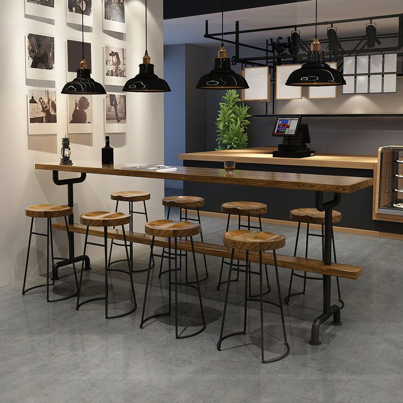 Tavolo da pranzo a bar in legno tradizionale tavolo da bar di lusso con base di cavalletto in nero