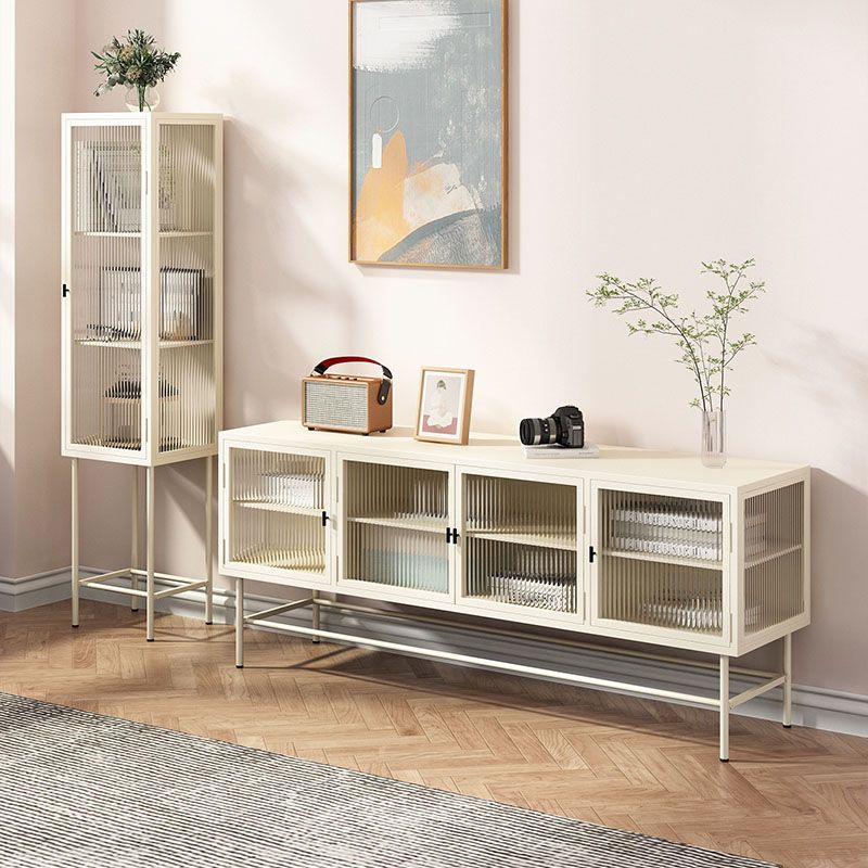 Industrial Metal and Glass TV Media Console 4-Door TV Media Stand Clearhalo 'furn' 'furn_tv_stands_entertainment_centers' 'Furniture' 'Living Room Furniture' 'TV Stands & Entertainment Centers' 'TV Stands & Media Storage Furniture' 'tv_stands_entertainment_centers' 1200x1200_d9ff5057-e7e8-44b3-ac10-9fb4d2f5bd72