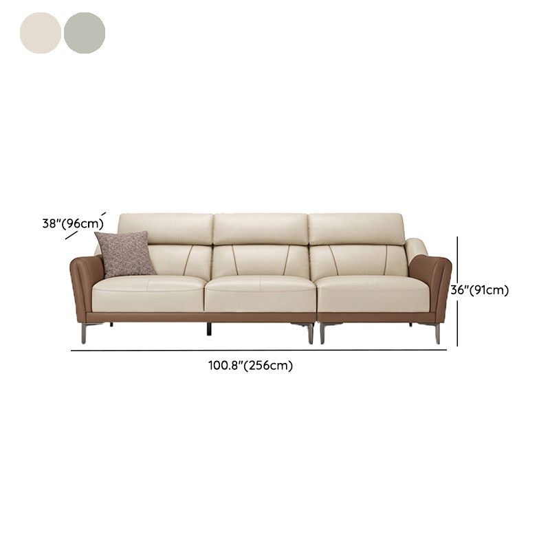 37.8 "W echt lederen vierkante arm sectionals bank, moderne Chesterfield Sectionals