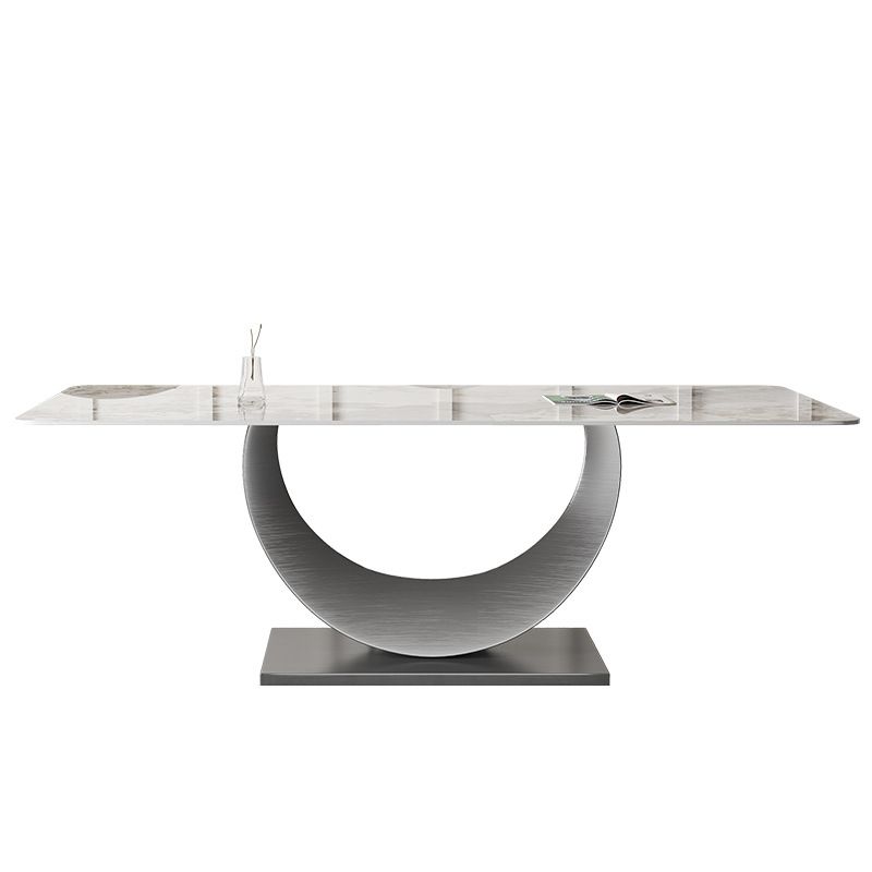 Contemporary Style Rectangle Table Sintered Stone Table with Metal Legs for Home Clearhalo 'Dining Tables & Seating' 'Dining Tables' 'dining_table' 'furn' 'furn_dining_table' 'Furniture' 'Kitchen & Dining Furniture' 1200x1200_da03bc35-1571-4de4-8cee-dffcb13a4fd0