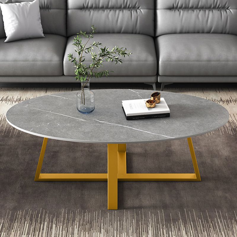 Slate Oval Coffee Table Cross Legs Single Table for Living Room Clearhalo 'Coffee & Accent Tables' 'Coffee Tables' 'coffee_tables' 'furn' 'furn_coffee_tables' 'Furniture' 'Living Room Furniture' 1200x1200_da03e0d8-67d7-47e7-887b-9eb9d5fd1d43