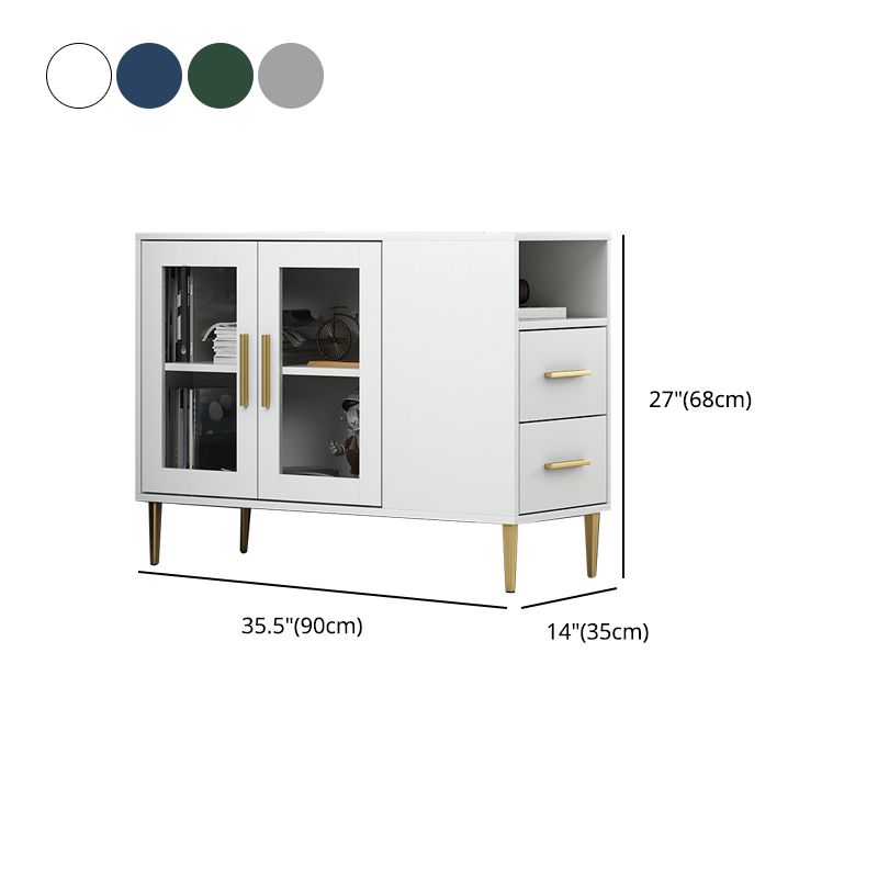 Modern Accent Cabinet with Straight Legs and 2 Drawers and 1/2 Doors