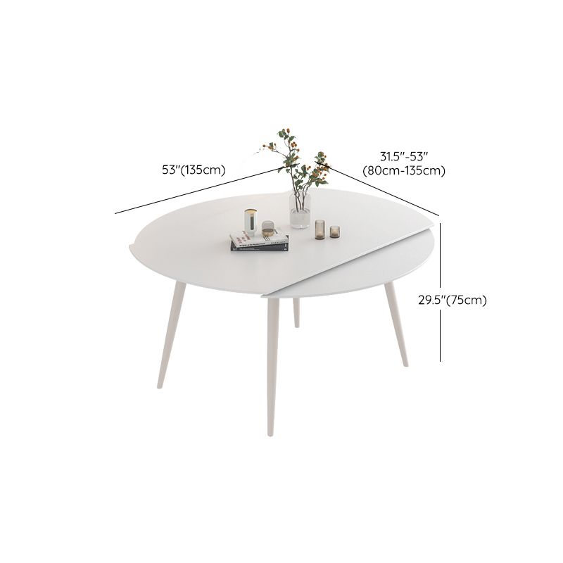 Modern Round Stone Dining Table Extendable for Small Spaces in White Clearhalo 'Dining Tables & Seating' 'Dining Tables' 'dining_table' 'furn' 'furn_dining_table' 'Furniture' 'Kitchen & Dining Furniture' 1200x1200_da073b34-9164-44d4-a884-67abd6637f8c