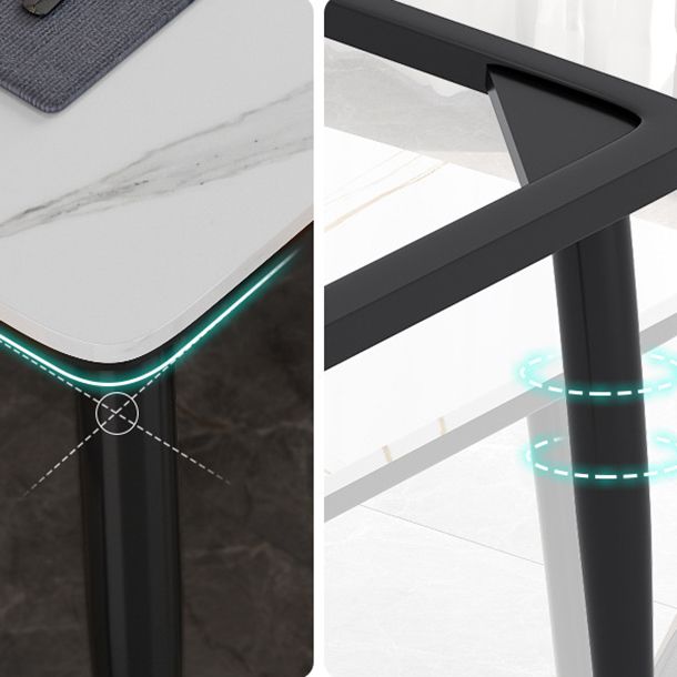 Metal 4 Legs Dining Table Contemporary Rectangle Stone Top Dining Table for Living Room Clearhalo 'Dining Tables & Seating' 'Dining Tables' 'dining_table' 'furn' 'furn_dining_table' 'Furniture' 'furniture_dining_table' 'Kitchen & Dining Furniture' 'kitchen' 'kitchen_dining_table' 1200x1200_da0764e2-aef6-4025-a5f9-a5f42e4a5308