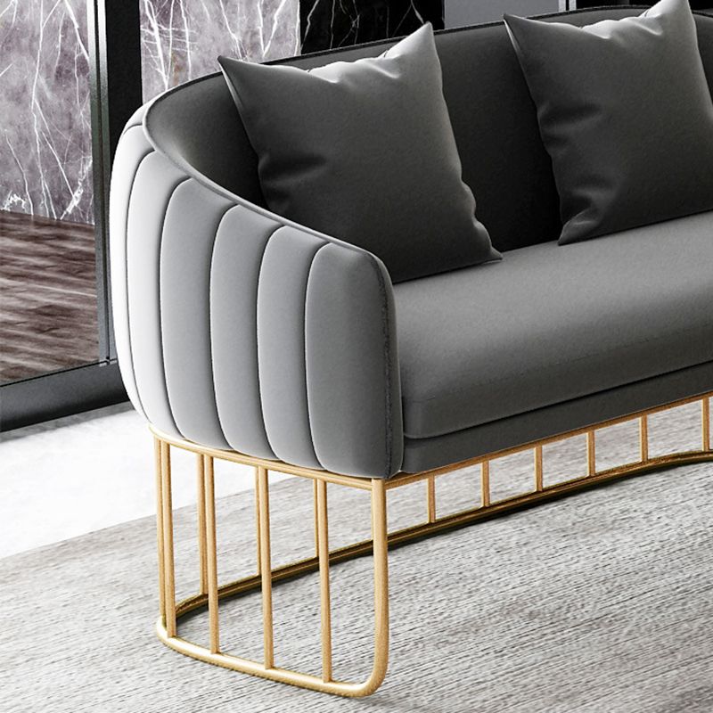 Contemporary Fabric Standard Settee Sloped Arm Tight Back Sofa