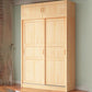 Natural Pine Solid Wood Wardrobe Freestanding Wardrobe with Sliding Doors