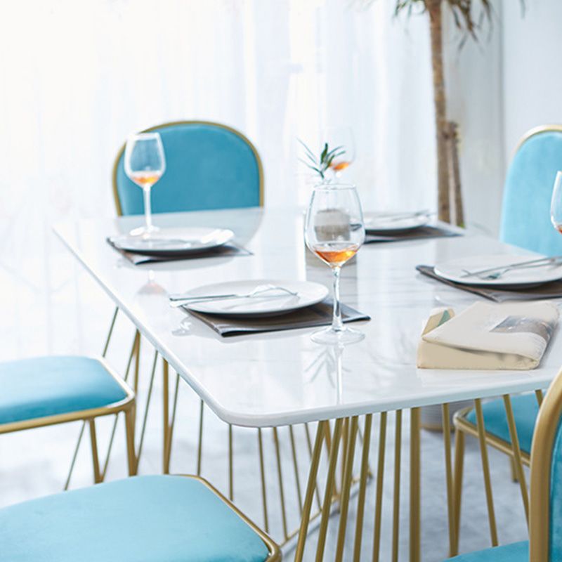 Rectangle Double Pedestal Dining Table Glam Faux Marble Table for Kitchen Clearhalo 'Dining Tables & Seating' 'Dining Tables' 'dining_table' 'furn' 'furn_dining_table' 'Furniture' 'Kitchen & Dining Furniture' 1200x1200_da084859-cec3-47ed-9e2c-498a8e23a09c